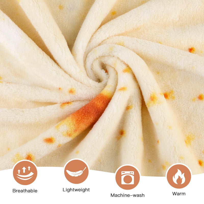 Admitrack Burrito Tortilla Blanket 60in, Double Sided Super Soft Flannel Throw, Gag Novelty Tortilla White Elephant Gift for Christmas Adults Kids Couples Parties - Image 4